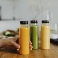 Detox cold-pressed juice in bottles