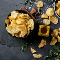 Bowl of home made potato chips