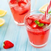 Colorful strawberry refreshing drinks for summer,